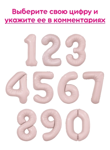 Шары цифры, Пыльная роза 1шт (102см)
