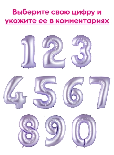 Шары цифры, Сиреневый 1шт (102см)