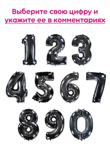 Шары цифры, Черный 1шт (102см)