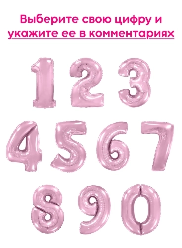 Шары цифры, Розовый макарунс 1шт (102см)