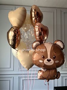 Сет шаров «Медвежонок и розовое золото мини»