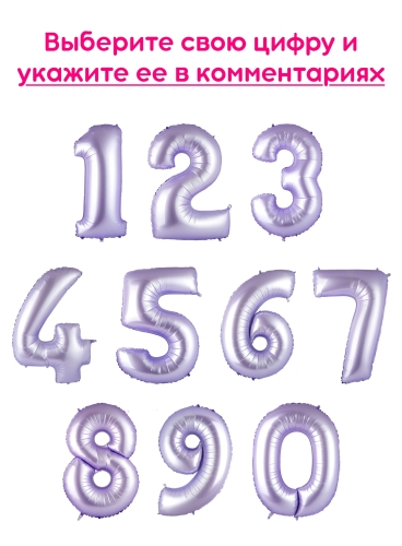 Шары цифры, Сиреневый 1шт (102см)