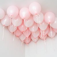Шары под потолок «Нежно-розовый и бантики»