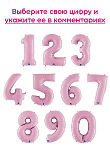 Шары цифры, Розовый 1шт (102см)