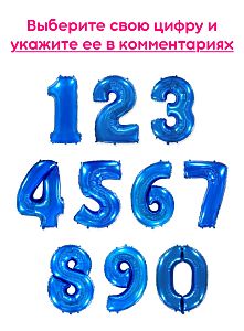 Шары цифры, Синий 1шт (102см)