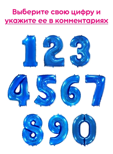Шары цифры, Синий 1шт (102см)